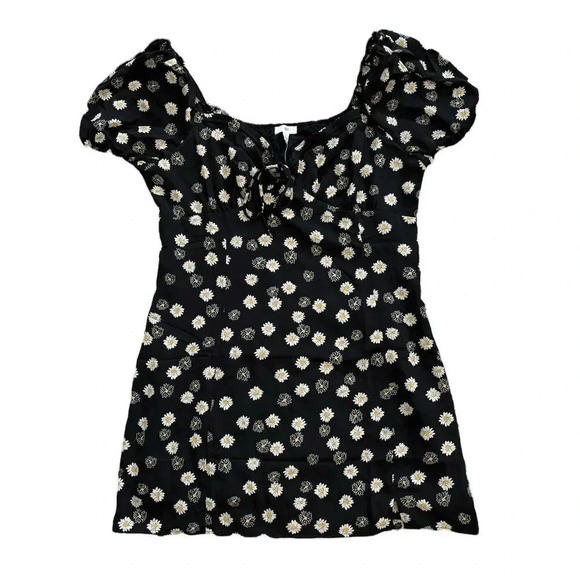 BP. Black Daisy Printed Tie Front Mini Dress 2X - Picture 2 of 4